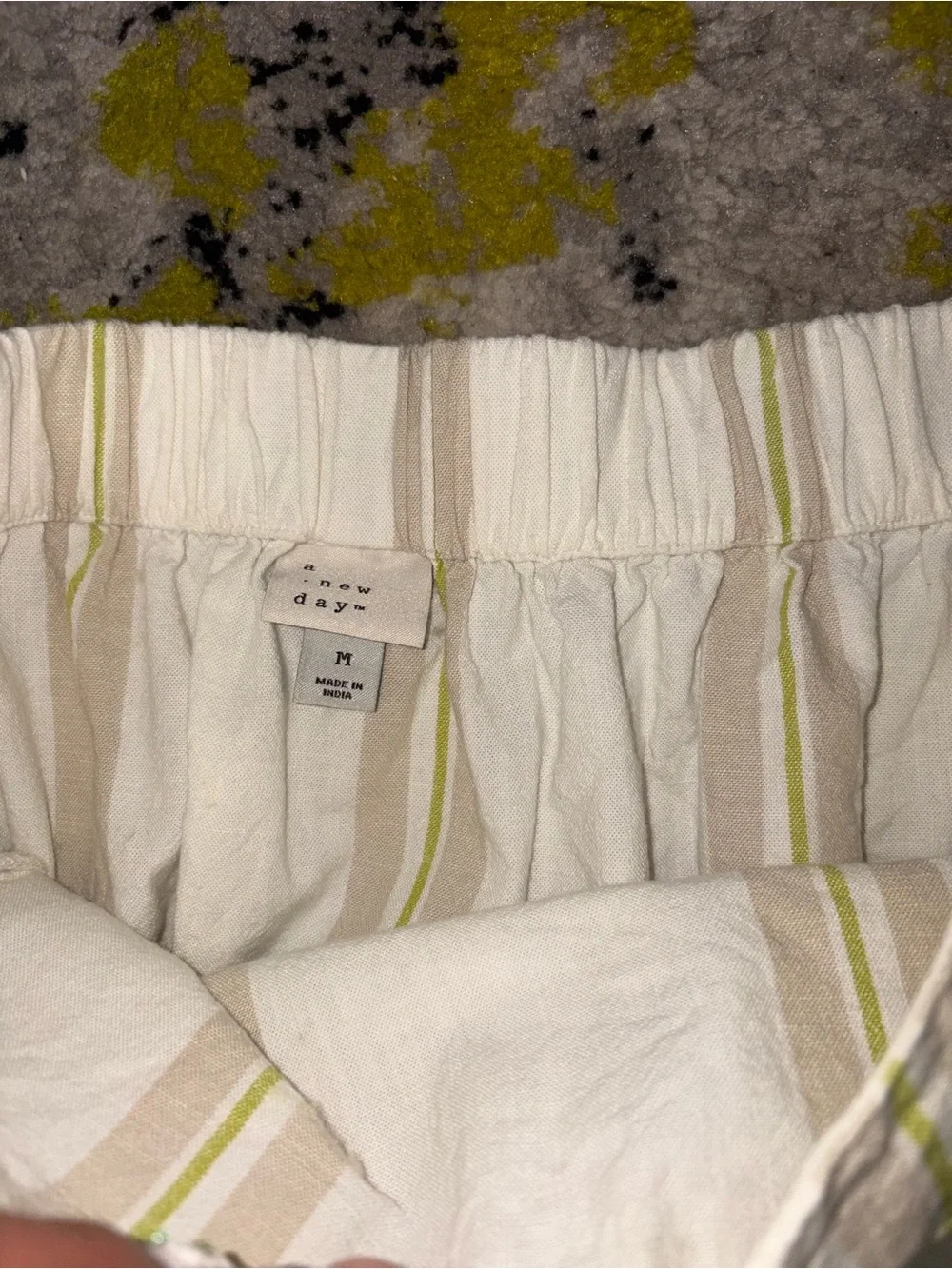 a new day Cream Skirt with Beige and Pale Green Stripes